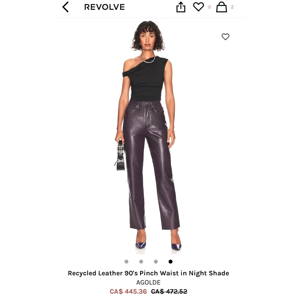 AGOLDE Recycled Leather 90's Pinch Waist Pants in Night Shade